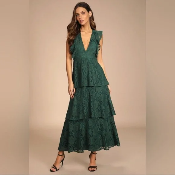 green emerald velvet dress Strapless Emerald Green Ruffle Multi-Layer Long Prom Dress  FancyVestido